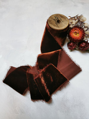 CHESTNUT LUXE VELVET SILK RIBBON