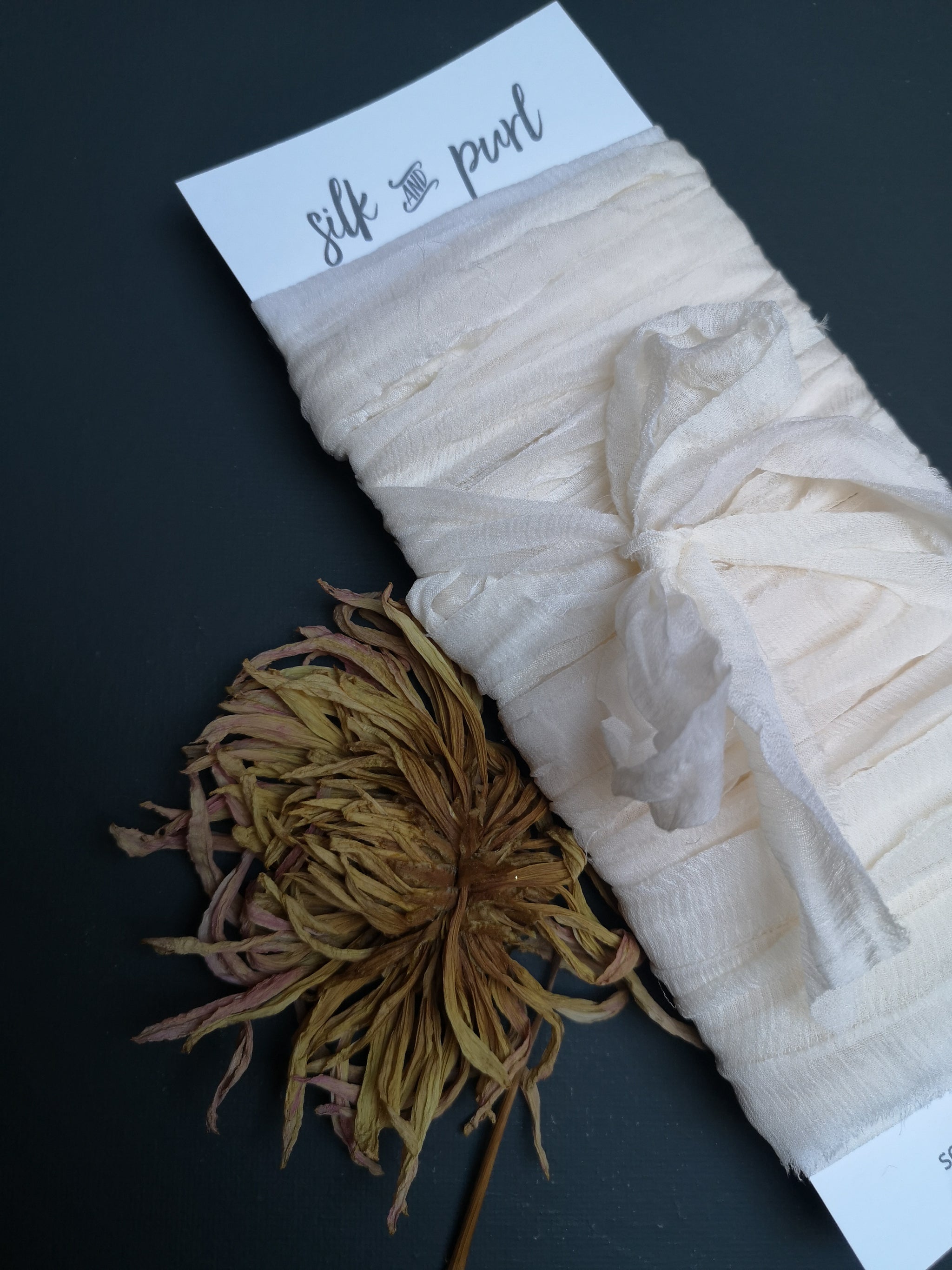 Rustic Pink Ribbon PALE PINK RUSTIC SILK RIBBON - Silk & Purl