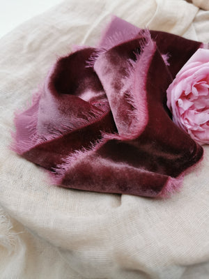 WINTER ROSE SILK VELVET RIBBON