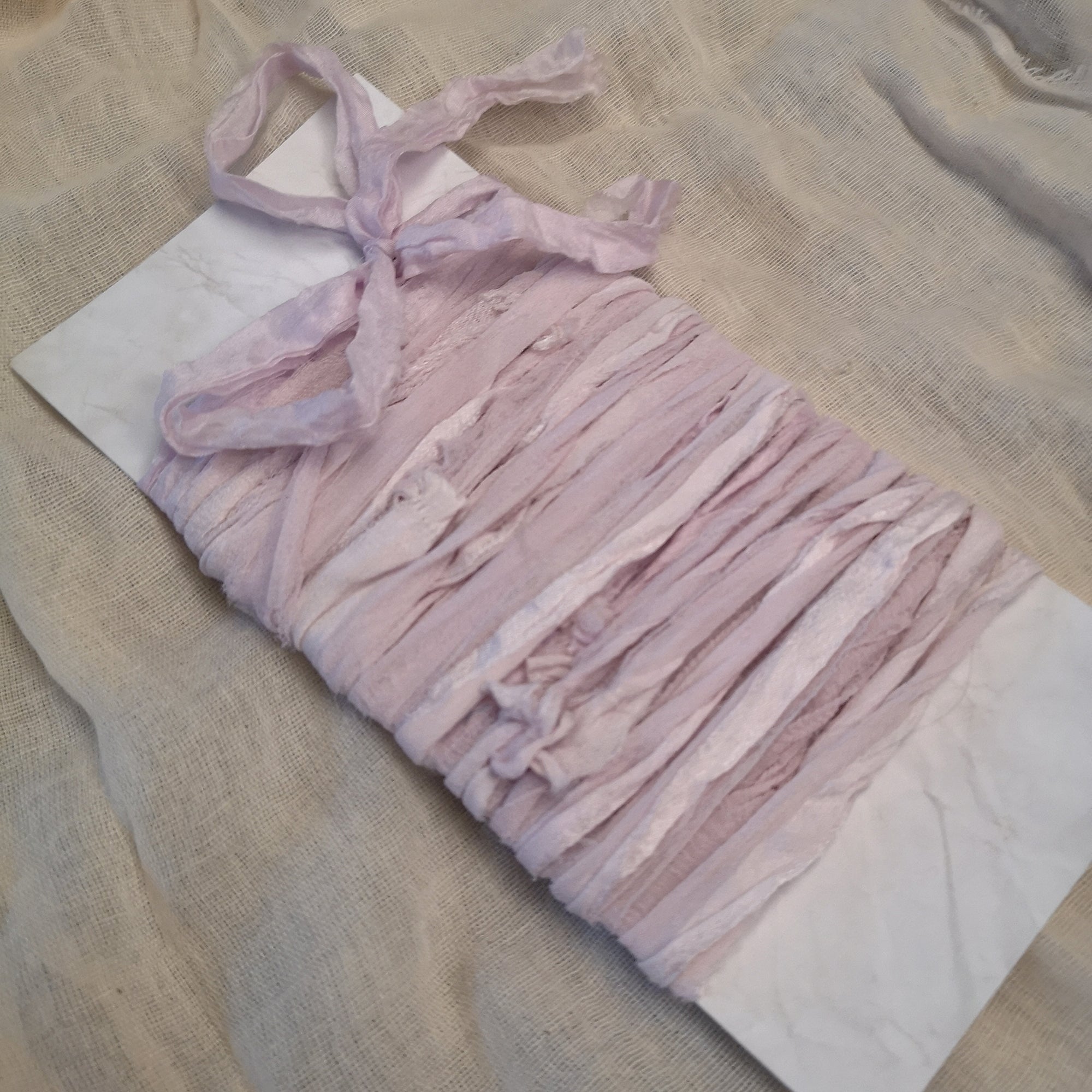 Rustic Pink Ribbon PALE PINK RUSTIC SILK RIBBON - Silk & Purl