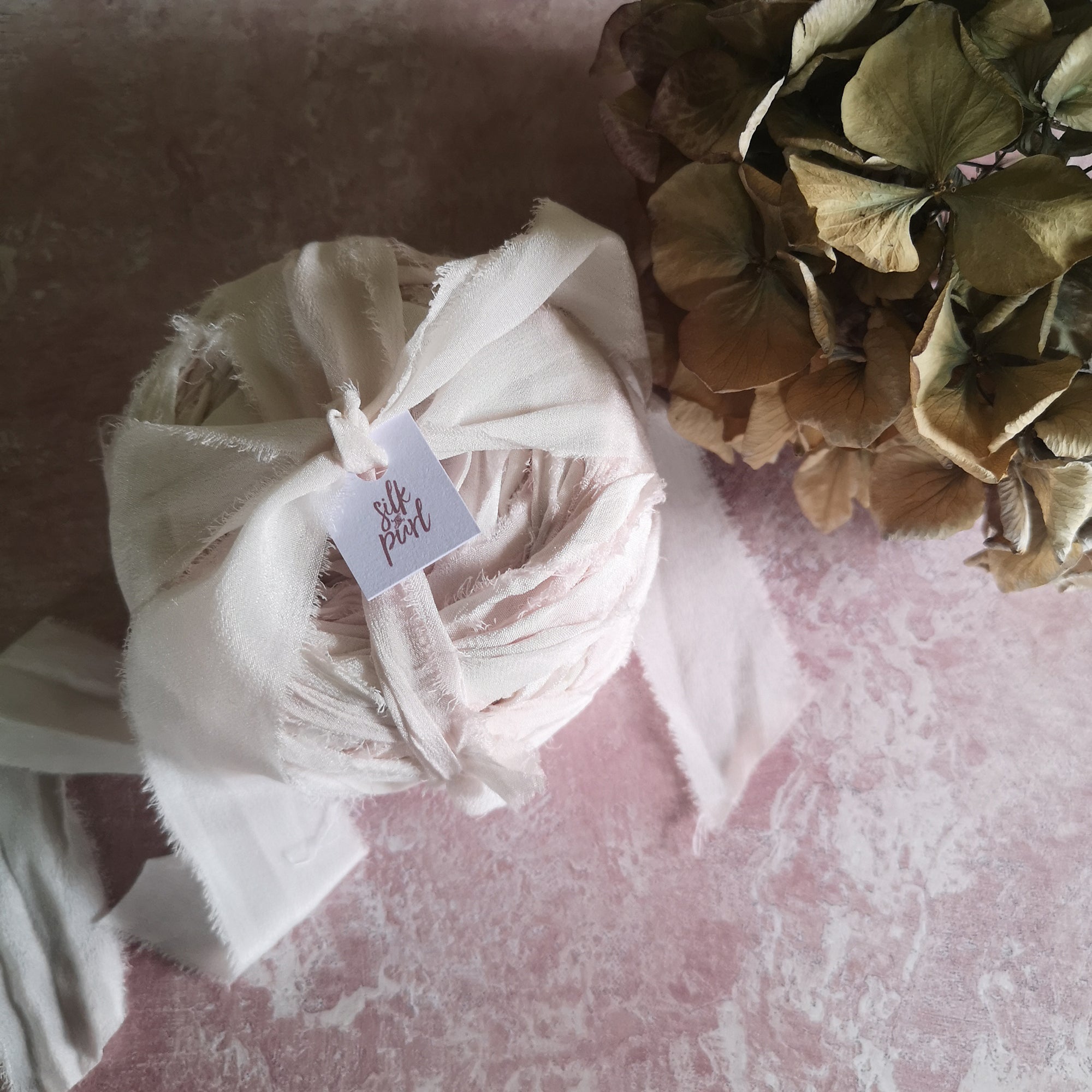 Rustic Pink Ribbon PINK RUSTIC SILK RIBBON - Silk & Purl