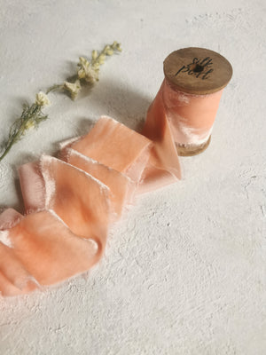 PEACH SILK VELVET RIBBON