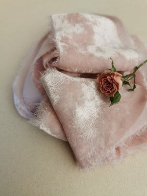 SOFT ROSE PINK SILK VELVET RIBBON